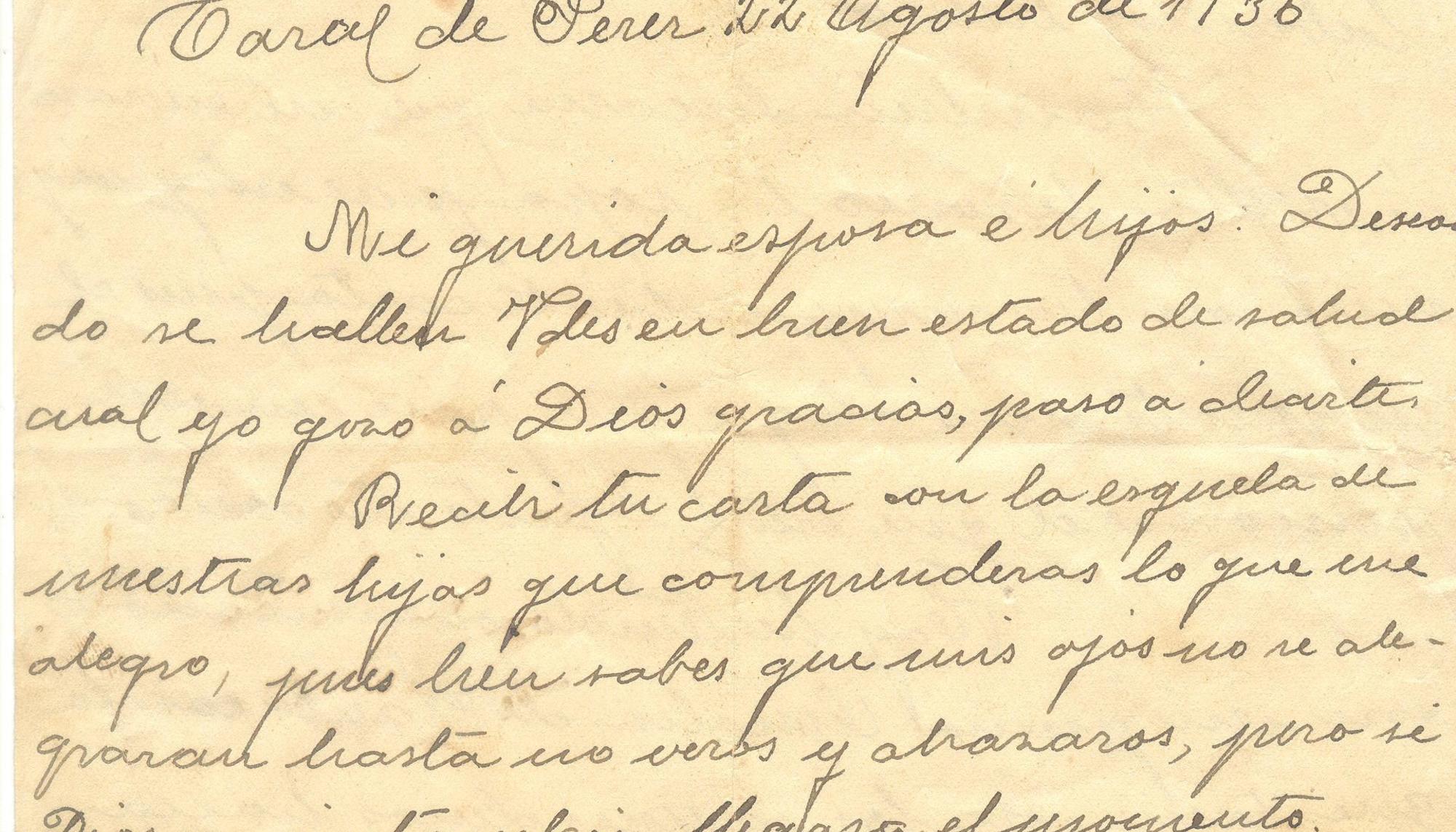 Carta de José López Cordero. Memoria